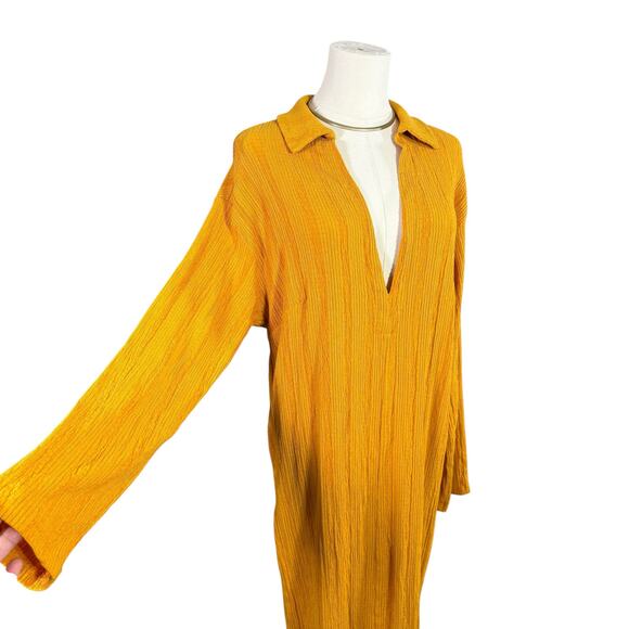 Free People Beach Endless Summer Aster Collar V-Neck Marigold Maxi Caftan | M - Picture 6 of 12